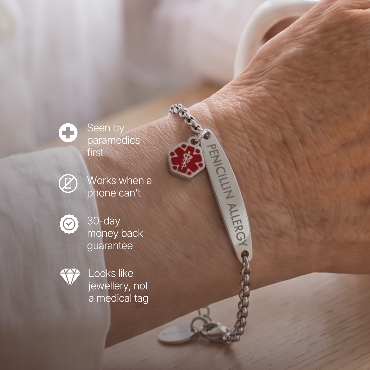 Penicillin Allergy Charm Bracelet, image 3