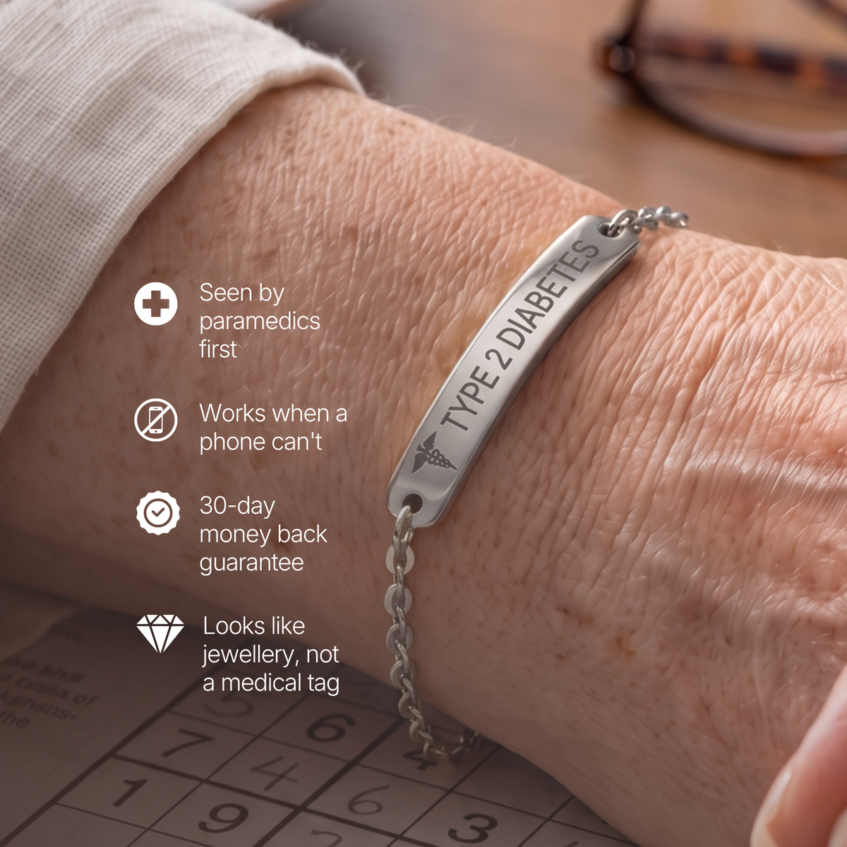 Diabetes Bar Bracelet, image 3