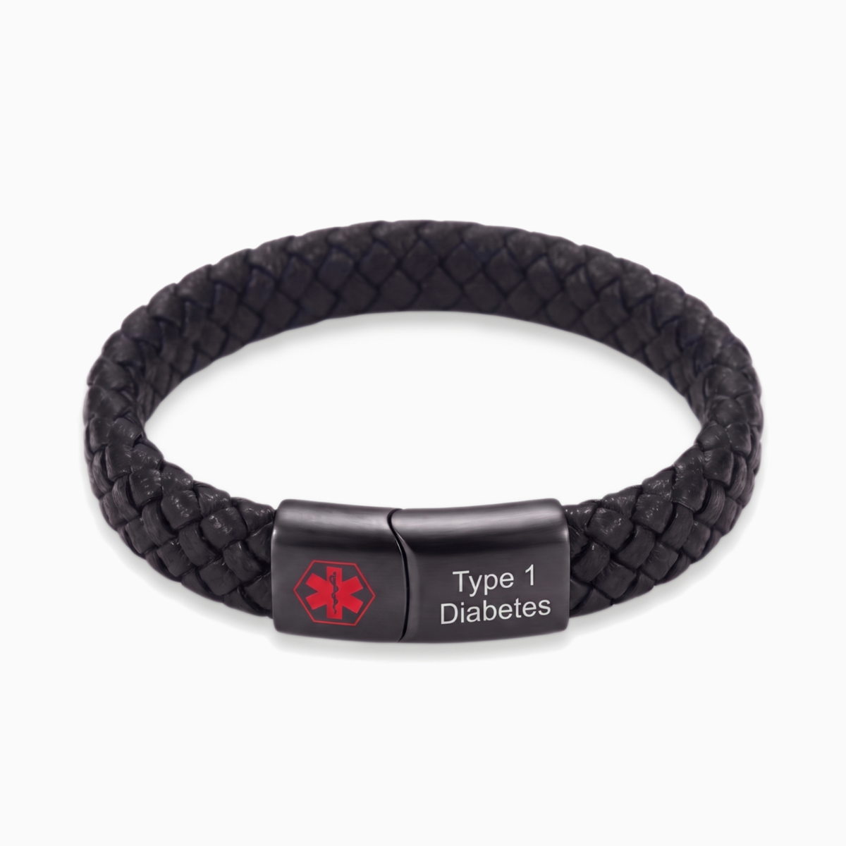 Type 1 diabetes medical alert bracelet, black