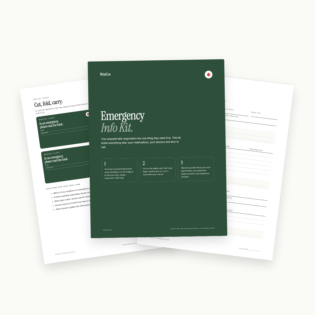 WristCue Emergency Info Kit