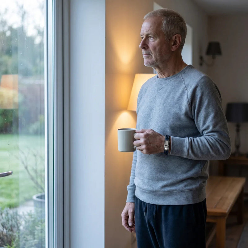 Man at the window after a scare